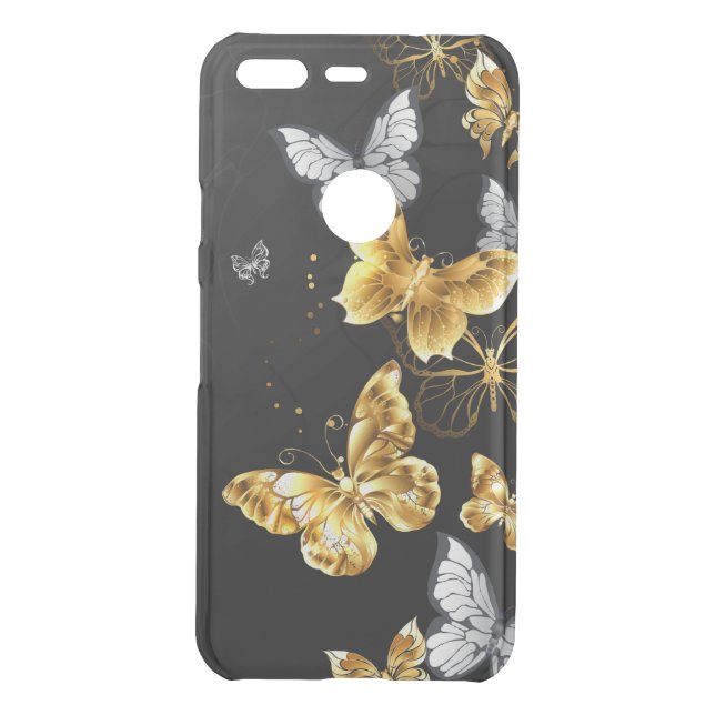 Gold and white butterflies uncommon google pixel case (Back)