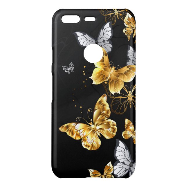 Gold and white butterflies uncommon google pixel case (Back)