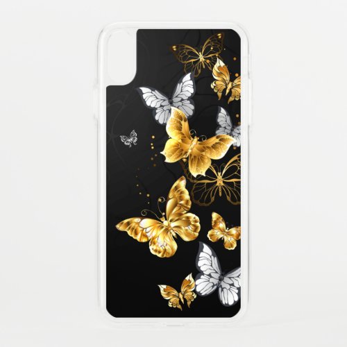 Gold and white butterflies iPhone XS max case