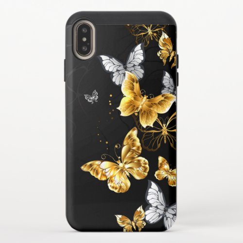 Gold and white butterflies iPhone XS max slider case