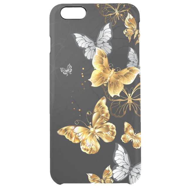 Gold and white butterflies uncommon iPhone case (Back)