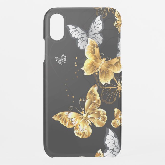 Gold and white butterflies uncommon iPhone case (Back)