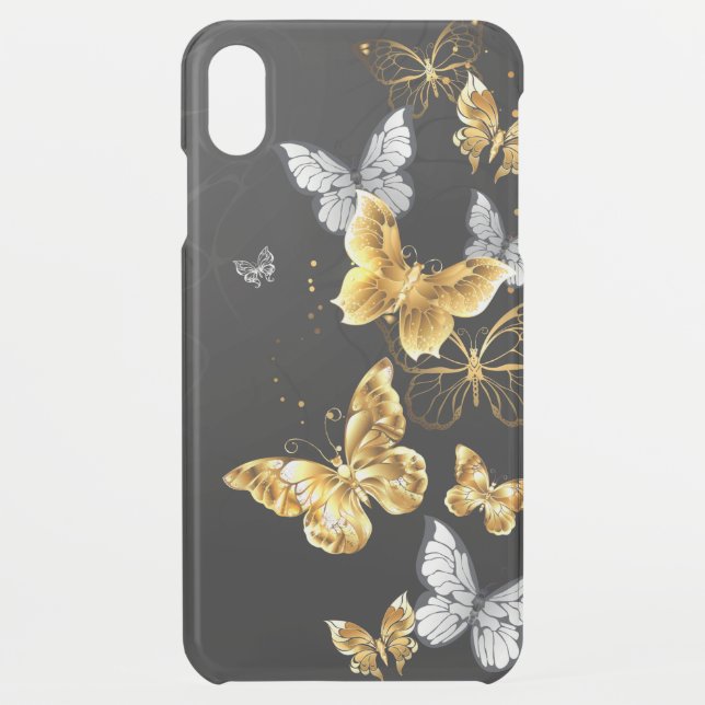 Gold and white butterflies uncommon iPhone case (Back)