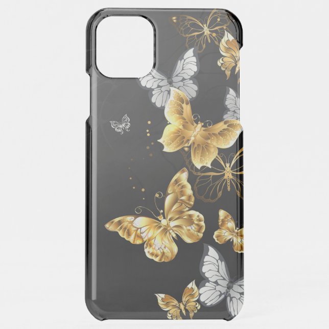 Gold and white butterflies uncommon iPhone case (Back)