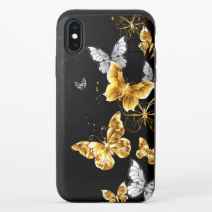 Gold and white butterflies iPhone x slider case