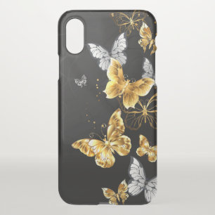 Gold and white butterflies iPhone x case