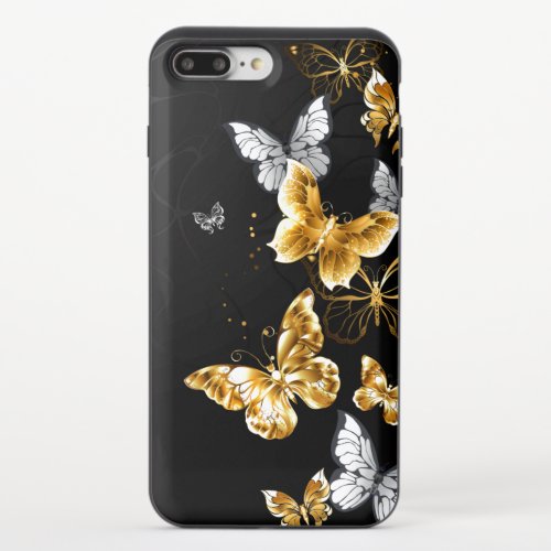 Gold and white butterflies iPhone 87 plus slider case