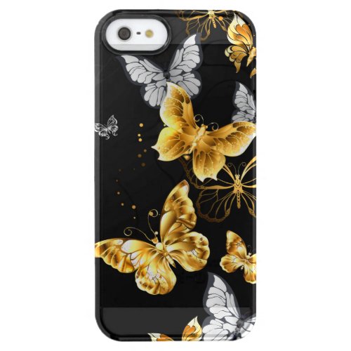 Gold and white butterflies clear iPhone SE55s case