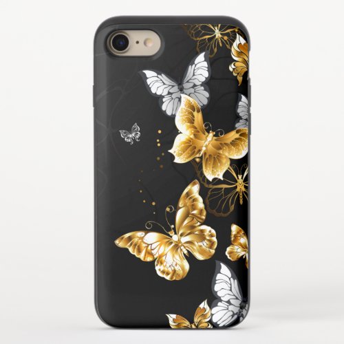 Gold and white butterflies iPhone 87 slider case