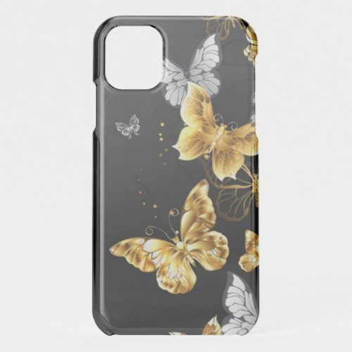 Gold and white butterflies iPhone 11 case