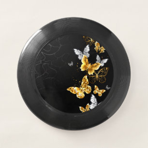 Gold and white butterflies Wham-O frisbee
