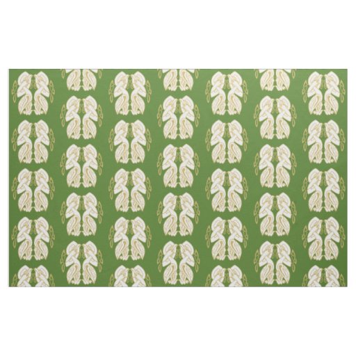 Gold and White Celtic Birds Fabric