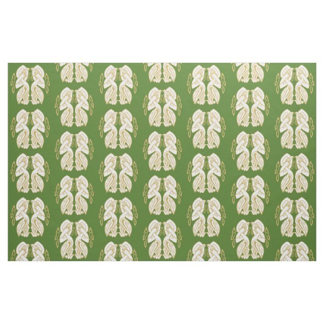 Gold and White Celtic Birds Fabric (Fat Quarter)