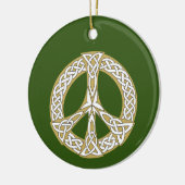 Gold and White Celtic Peace Sign  Personalized Ceramic Ornament (Left)