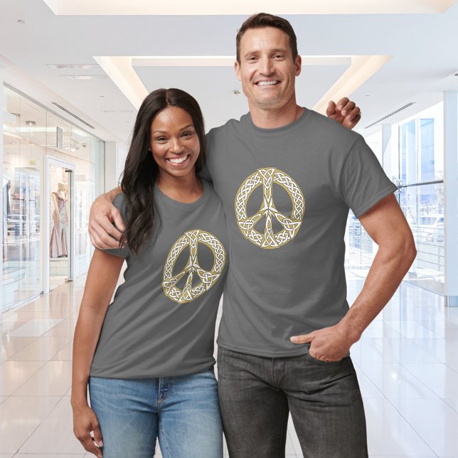 Gold and White Celtic Peace Sign  T-Shirt (Creator Uploaded)