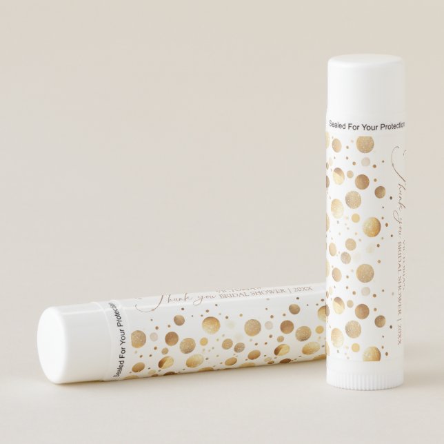 Gold and White Champagne Bridal Shower Lip Balm (Front)
