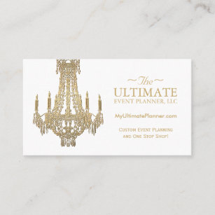 Gold and White Chandelier Business Cards
