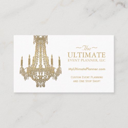 Gold and White Chandelier Business Cards