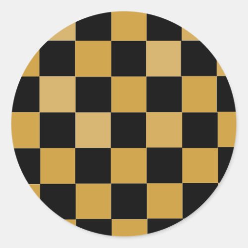 Gold and White Checkered Classic Round Sticker