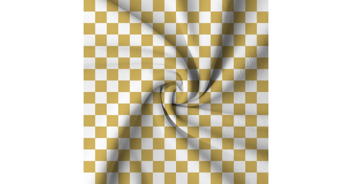 Gold and White Checkered Pattern Fabric | Zazzle