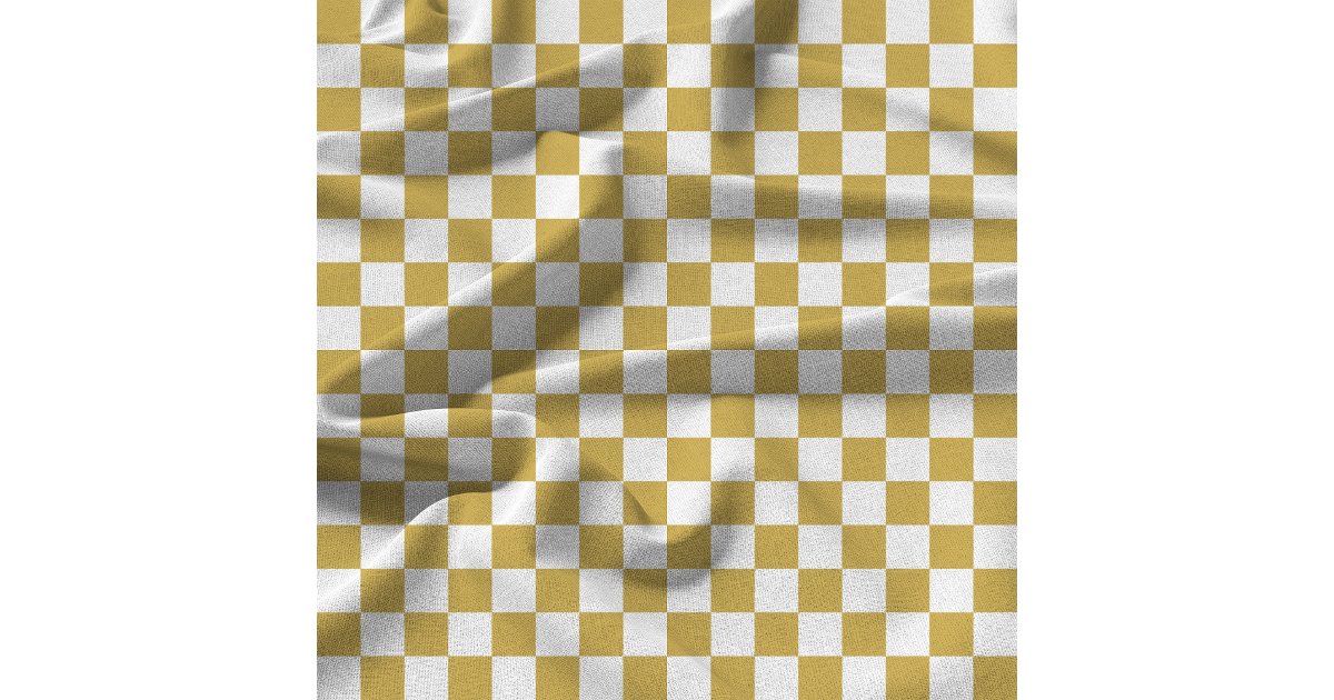 Gold and White Checkered Pattern Fabric | Zazzle