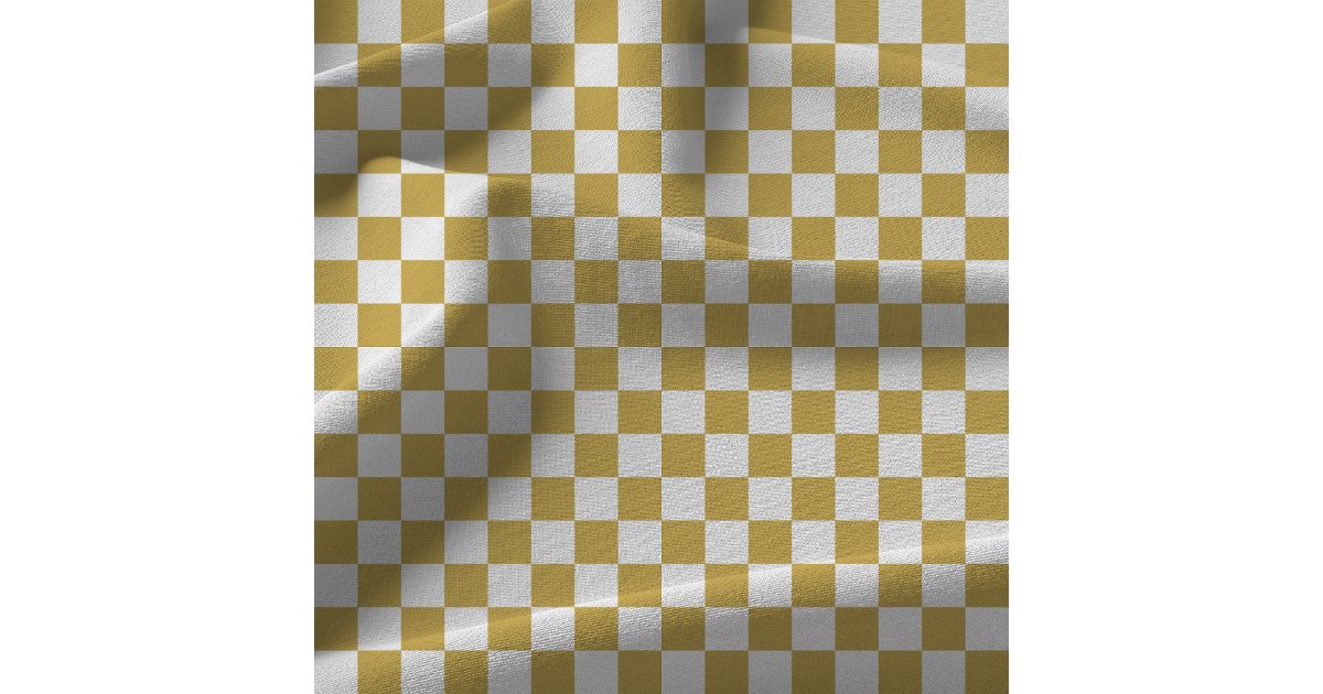 Gold and White Checkered Pattern Fabric | Zazzle