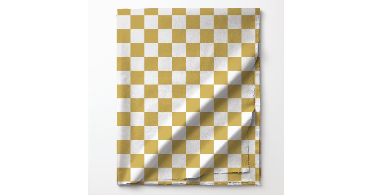 Gold and White Checkered Pattern Fabric | Zazzle