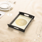 Gold and White Chevron Monogrammed Personalized Serving Tray (Front)
