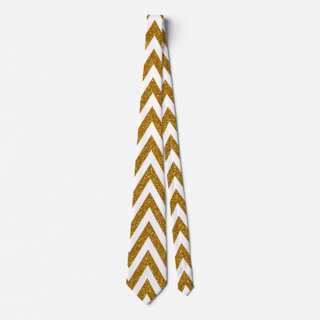 Gold and White Chevron Neck Tie (Front)