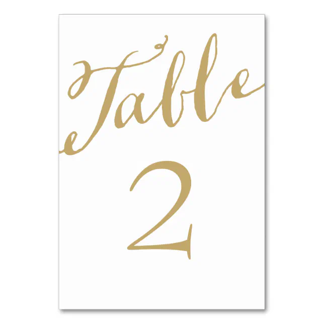 Gold and White Chic Calligraphy Table Numbers | Zazzle