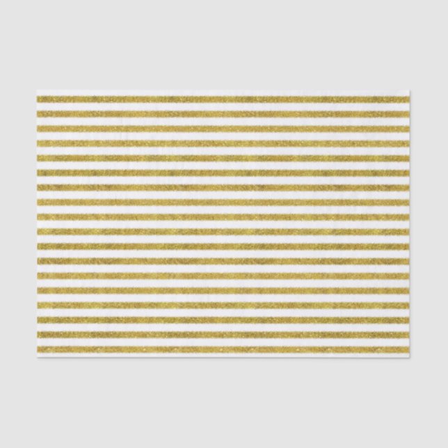 Gold and White Chic Stripes Tissue Paper (Front)