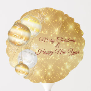 Gold And White Christmas Balls Balloon