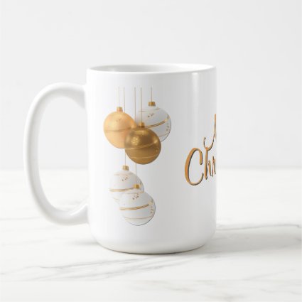 Gold and White Christmas Balls Custom Text