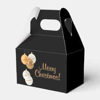Gold and White Christmas Balls Custom Text Favor Boxes