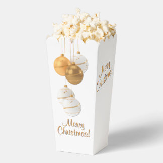 Gold and White Christmas Balls Custom Text Favor Boxes