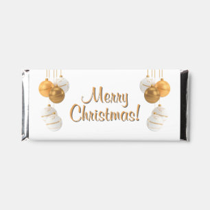 Gold and White Christmas Balls Custom Text Hershey Bar Favors