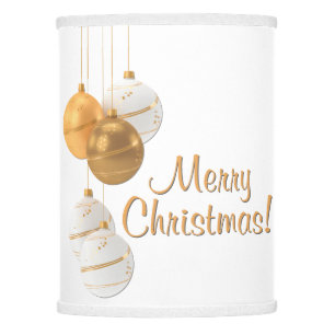 Gold and White Christmas Balls Custom Text Lamp Shade
