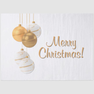 Gold and White Christmas Balls Custom Text Tissue Paper