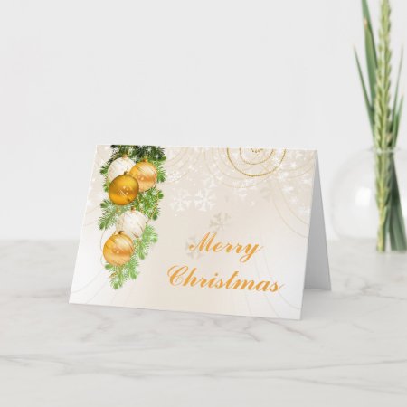 Gold And White Christmas Balls Holiday Card