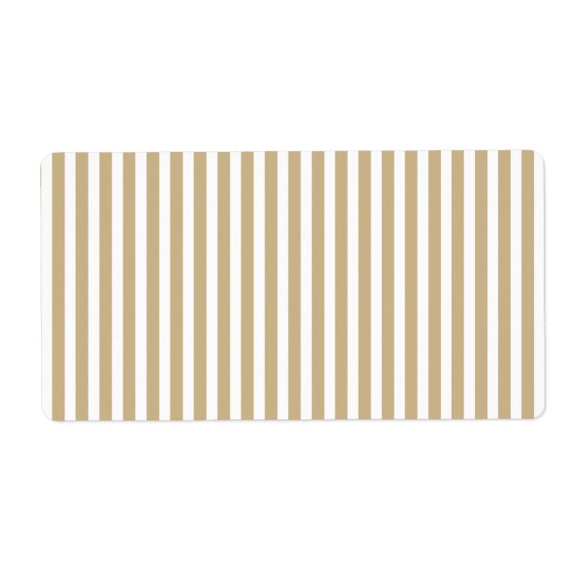 Gold and White Christmas Candy Cane Stripes Label (Front)