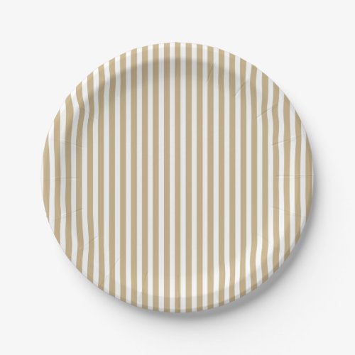 Gold and White Christmas Candy Cane Stripes Paper Plates