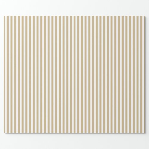 Gold and White Christmas Candy Cane Stripes Wrapping Paper