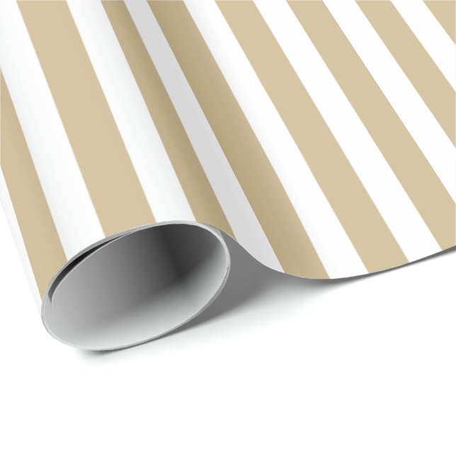 Gold and White Christmas Candy Cane Stripes Wrapping Paper (Roll Corner)