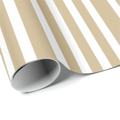 Gold and White Christmas Candy Cane Stripes Wrapping Paper