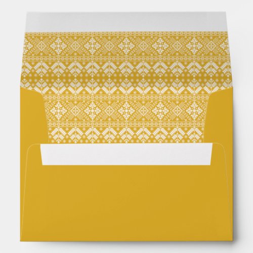 Gold and White Christmas Fair Isle Pattern Envelope