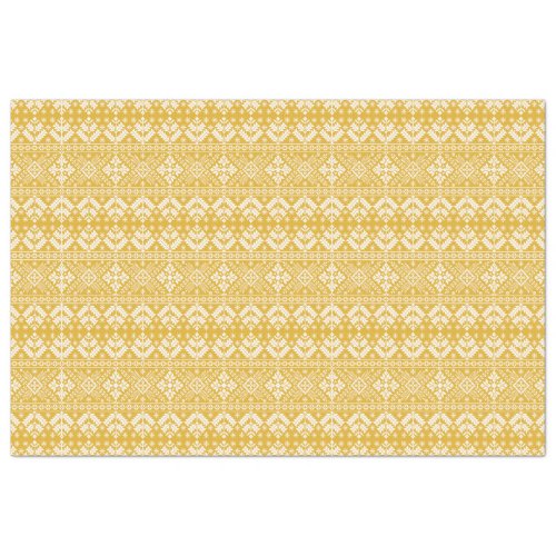 Gold and White Christmas Fair Isle Pattern Tissue Paper