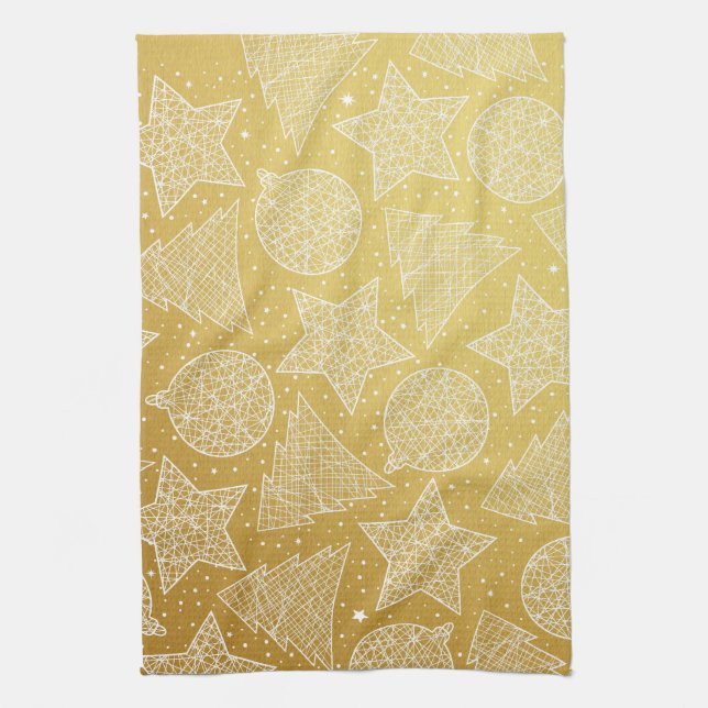 Gold and White Christmas Kitchen Towels (Vertical)