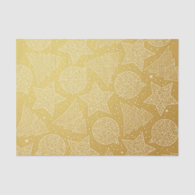Gold and White Christmas Pattern Tissue Paper (Front)