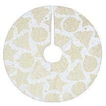 Gold and White Christmas Pattern Tree Skirt