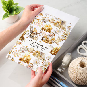 Gold and White Christmas Symbols Envelope Mailers